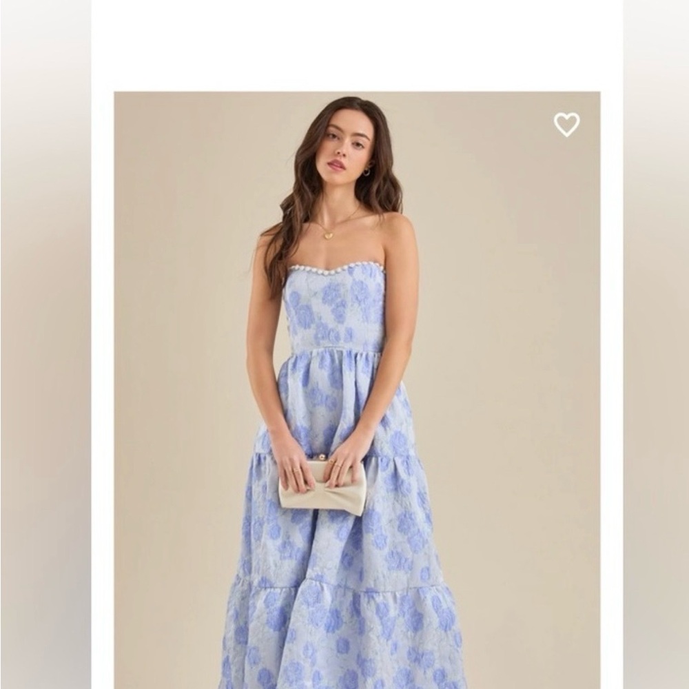 Altar'd State Strapless Blue Floral Dress